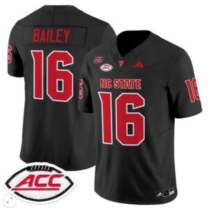 NC State Wolfpack CJ Bailey  #16 Home ACC Patch   Black