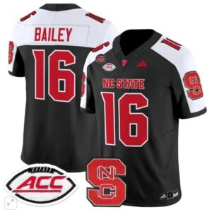 NC State Wolfpack CJ Bailey  #16 Home ACC Patch   Black Alternate