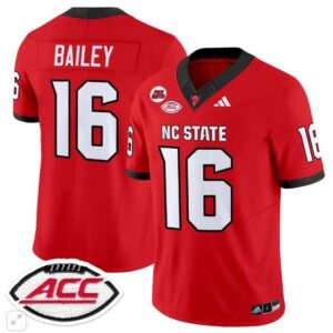 NC State Wolfpack CJ Bailey  #16 Home ACC Patch   Red
