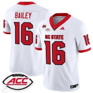 NC State Wolfpack CJ Bailey  #16 Home ACC Patch   White