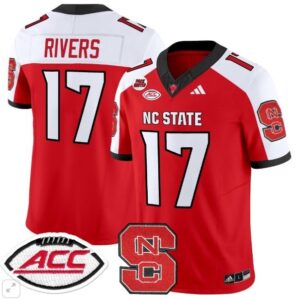 NC State Wolfpack Philip Rivers  #17 Home ACC Patch   Red Alternate