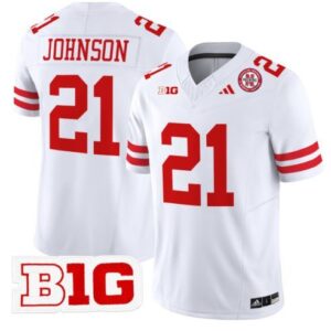 Nebraska Cornhuskers Emmett Johnson  #21 Home B1G Patch   White