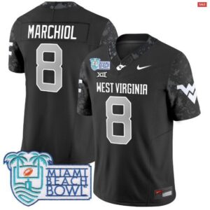 Nicco Marchiol  #8 West Virginia Mountaineers 2025 Miami Beach Bowl Vapor  Black
