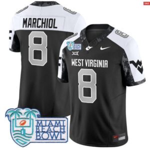 Nicco Marchiol  #8 West Virginia Mountaineers 2025 Miami Beach Bowl Vapor  Black Alt