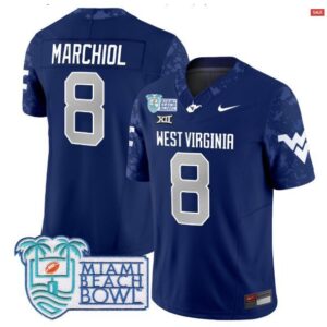Nicco Marchiol  #8 West Virginia Mountaineers 2025 Miami Beach Bowl Vapor  Navy