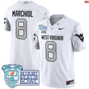 Nicco Marchiol  #8 West Virginia Mountaineers 2025 Miami Beach Bowl Vapor  White