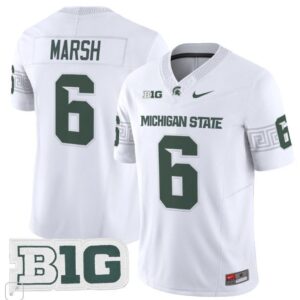 Nick Marsh  #6 Michigan State Spartans Home Vapor B1G Patch College   White