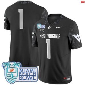 No Name  #1 West Virginia Mountaineers 2025 Miami Beach Bowl Vapor   Black