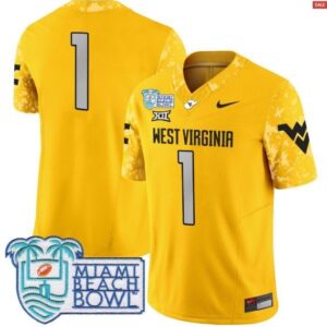 No Name  #1 West Virginia Mountaineers 2025 Miami Beach Bowl Vapor   Gold