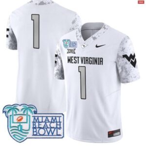 No Name  #1 West Virginia Mountaineers 2025 Miami Beach Bowl Vapor   White