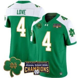 Notre Dame Fighting Irish Jeremiyah Love  #4 Allstate Sugar Bowl Champions  Green