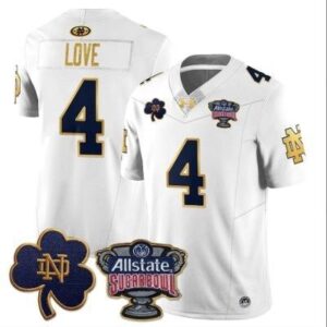 Notre Dame Fighting Irish Jeremiyah Love  #4 Allstate Sugar Bowl Patch  White