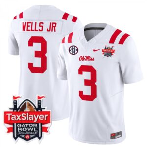 Ole Miss Rebels Antwane Wells Jr.  #3 Gator Bowl Patch Vapor   White