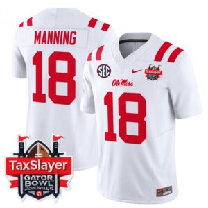 Ole Miss Rebels Archie Manning  #18 Gator Bowl Patch Vapor   White