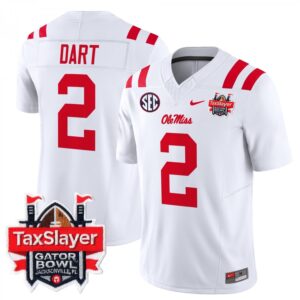 Ole Miss Rebels Jaxson Dart  #2 Gator Bowl Patch Vapor   White