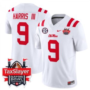 Ole Miss Rebels Tre Harris  #9 Gator Bowl Patch Vapor   White