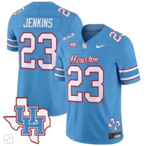 Parker Jenkins  #23 Houston Cougars Oilers Inspired Vapor Map   Blue