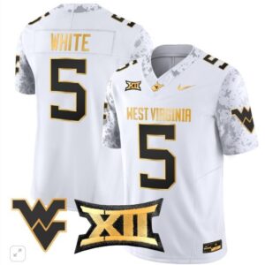 Pat White  #5  West Virginia Mountaineers Vapor Patch   White Gold