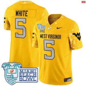 Pat White  #5 West Virginia Mountaineers 2025 Miami Beach Bowl Vapor   Gold