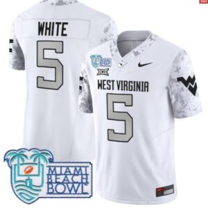Pat White  #5 West Virginia Mountaineers 2025 Miami Beach Bowl Vapor   White
