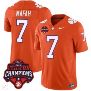 Phil Mafah  #7 Clemson Tigers National Champions Patch Vapor  All  Orange