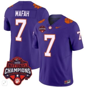 Phil Mafah  #7 Clemson Tigers National Champions Patch Vapor  All  Purple