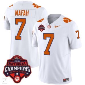 Phil Mafah  #7 Clemson Tigers National Champions Patch Vapor  All  White