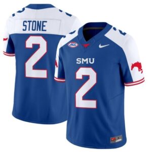 Preston Stone  #2  SMU Mustangs Icy Whites Vapor   Blue Alternate