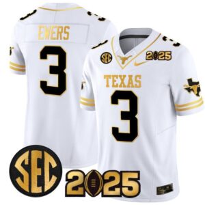 Quinn Ewers  #3 Texas Longhorns 2025 CFP Final Patch   White Gold