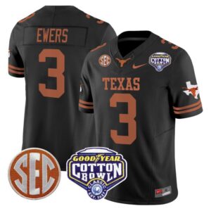 Quinn Ewers  #3 Texas Longhorns Cotton Bowl Patch College   Black