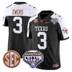 Quinn Ewers  #3 Texas Longhorns Cotton Bowl Patch College   Black Alternate