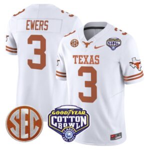 Quinn Ewers  #3 Texas Longhorns Cotton Bowl Patch College   White