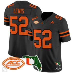 Ray Lewis  #52 Miami Hurricanes Vapor ACC Patch   Black