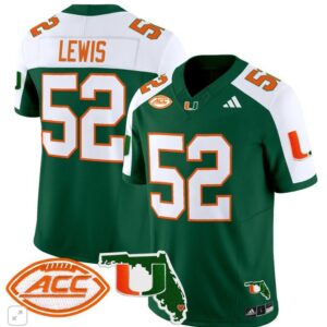 Ray Lewis  #52 Miami Hurricanes Vapor ACC Patch   Green Alternate