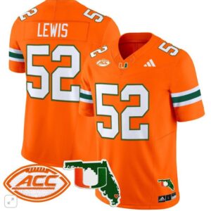 Ray Lewis  #52 Miami Hurricanes Vapor ACC Patch   Orange