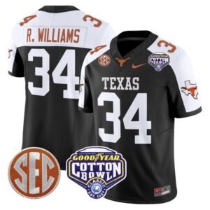 Ricky Williams  #34 Texas Longhorns Cotton Bowl Patch   Black Alternate