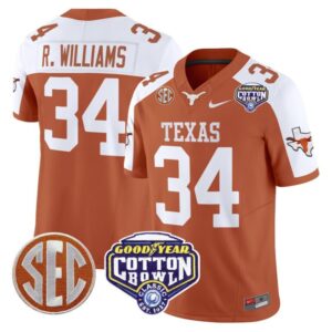 Ricky Williams  #34 Texas Longhorns Cotton Bowl Patch   Orange Alternate