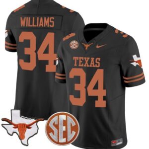 Ricky Williams  #34 Texas Longhorns State Map SEC Patch Vapor   Black