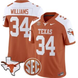 Ricky Williams  #34 Texas Longhorns State Map SEC Patch Vapor   Orange Alter