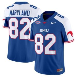 RJ Maryland  #82  SMU Mustangs Icy Whites Vapor   Blue Alternate