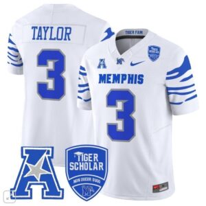 Roc Taylor  #3 Memphis Tigers Vapor Patch College  All  White