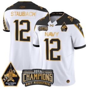 Roger Staubach  #12 Navy Midshipmen Jolly Rogers Champions Patch   White Gold