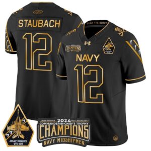 Roger Staubach  #12 Navy Midshipmen Jolly Rogers Champions Patch  Black Gold