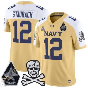 Roger Staubach  #12 Navy Midshipmen Vapor Patch College   Gold Alternate