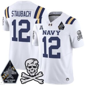 Roger Staubach  #12 Navy Midshipmen Vapor Patch College   White