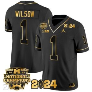 Roman Wilson  #1 Michigan Wolverines 2024 CFP National Champions Vapor  Black Gold
