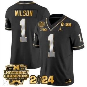 Roman Wilson  #1 Michigan Wolverines 2024 CFP National Champions Vapor  Black Limit