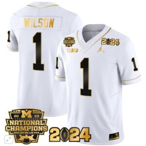 Roman Wilson  #1 Michigan Wolverines 2024 CFP National Champions Vapor  White Gold