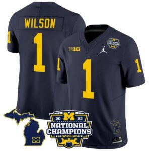Roman Wilson  #1 Michigan Wolverines National Champions Vapor Map   Navy