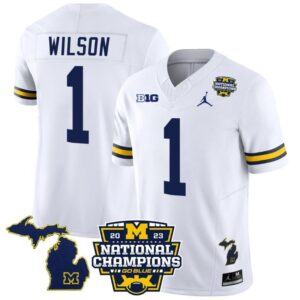 Roman Wilson  #1 Michigan Wolverines National Champions Vapor Map   White